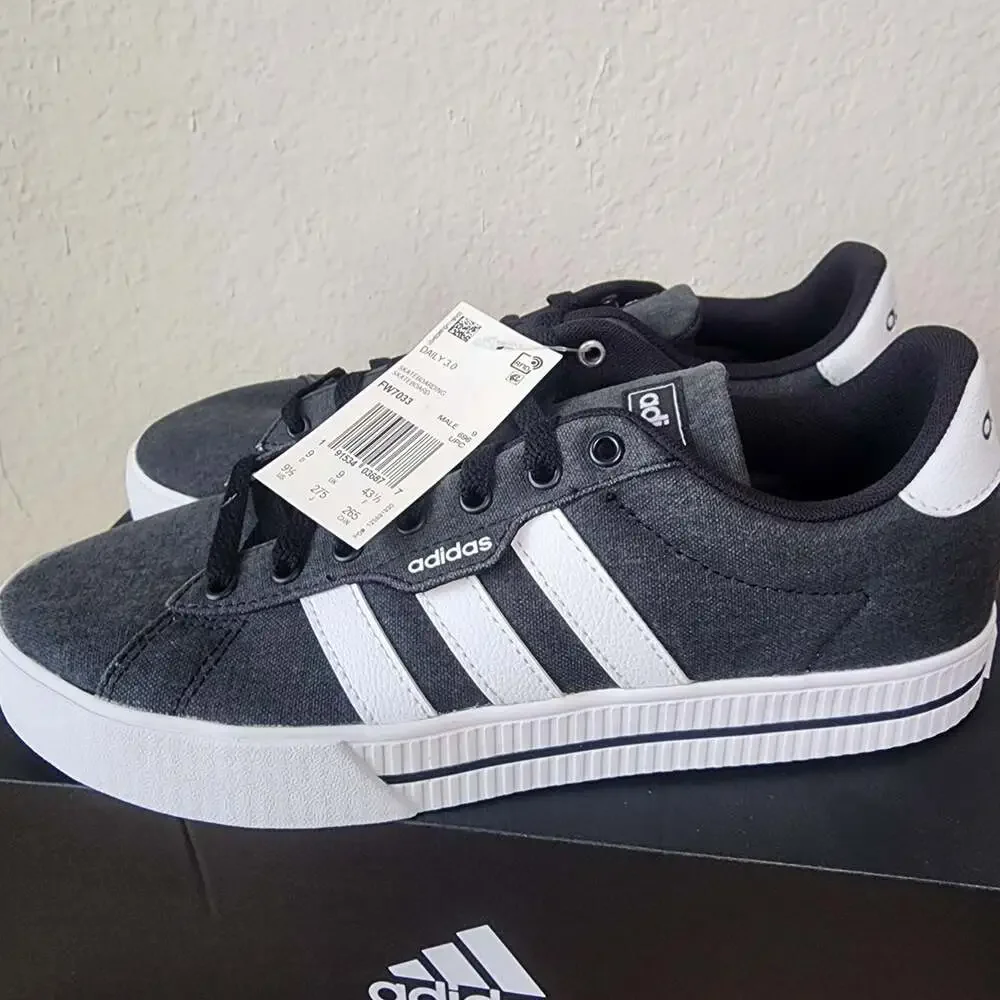 Adidas Daily 3.0 Shoes Mens Size 9.5 Gray White Skateboarding Sneakers FW7033